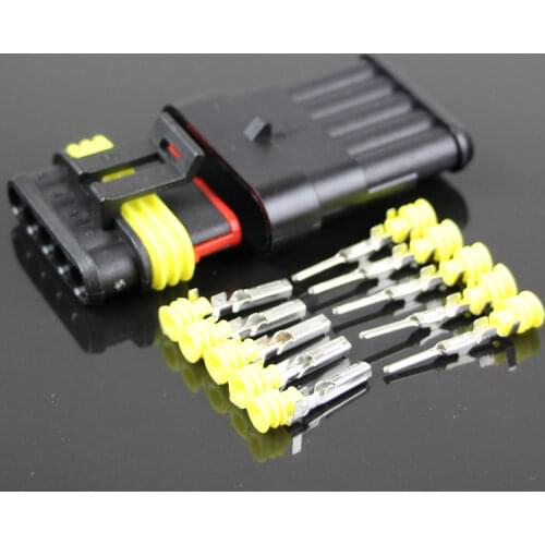 1 set kit 5P waterproof connector AMD plug socket male and female connector 5 core hole butt plug car harness