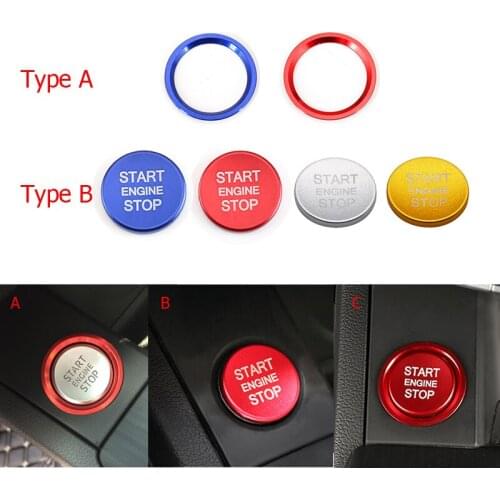1pc Car Engine Start Switch Button Cover Sticker Fit Audi A4L A6L Q5L A5 A7 Frame Case Ring Cover Decoration Car Styling