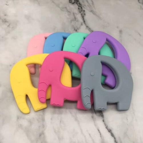 1pc Silicone Teether Cartoon Rodent Elephant Baby Teething Ring Silicone Teether For Teeth Newborn Chewing Necklace Pacifier Toy