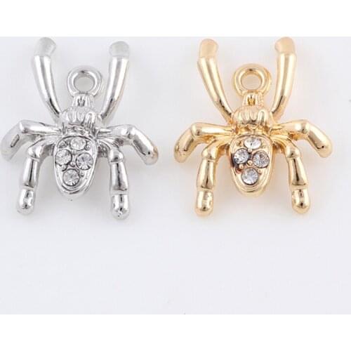 10pcs/lot Spider Rhinestone Dangle Handmade Charms Pendant DIY for Bracelet Necklace Bag
