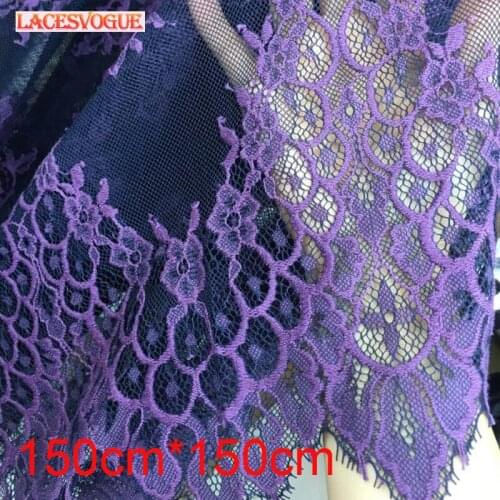 150cm*150cm Purple Eyelash lace fabric Garment needlework sewing DIY Handmade Underwear accessories Dress edge decoration 388