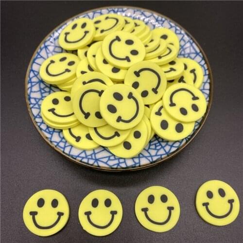 20pcs 22mm Yellow Smiley Beads Soft Clay Round Clay Beads For Jewelry Making DIY Handmade Charm Bracelet