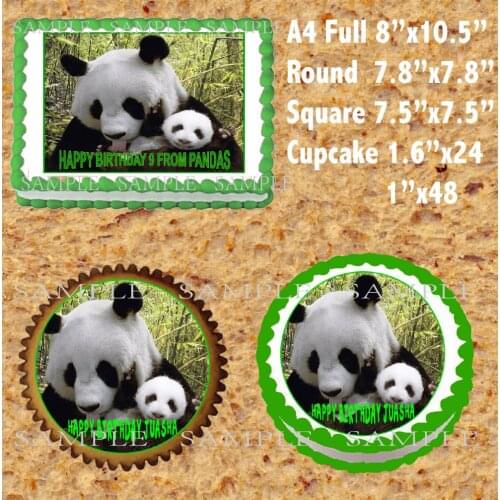 Panda Edible Cake Topper Wafer Rice Paper for Cake Cupcake Cookie Decoration Personalized Birthday Wedding Cake Decor Supplier