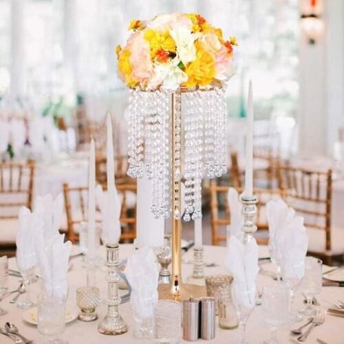 60cm tall)Luxurious Crystal Flower Stand Wedding Centerpieces on Floor Tall Metal Flower Arrangement Stand, Tabletop Flower Vase
