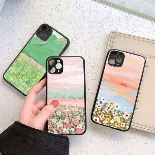 Art Oil Painting Phone Case For iphone 12 11 7 8 plus mini x xs xr pro max matte transparent cover