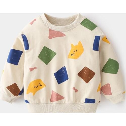 2021 Autumn 2 3 4 6 8 10Year Kids Cotton Clothes Fashion Print Tops Childrens O Neck Pullover Outwear Baby Sweatshirt For Boys