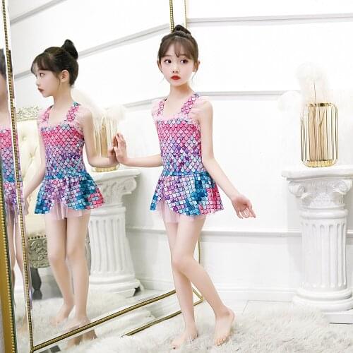 Girls Swimmable Mermaid Princess Dress with Cap Kids Summer Mermaid Swimsuit dress Girls Bathing Suit Swimwear Beachwear Costume