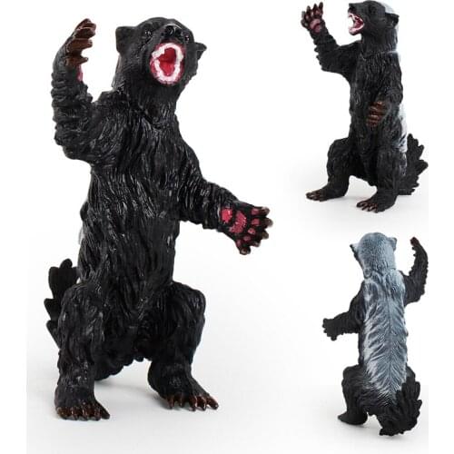 Simulation Honey Badger Figure Collectible Toys Honey Badger Wild Animal Action Figures Kids Animal Soft Rubber Toys