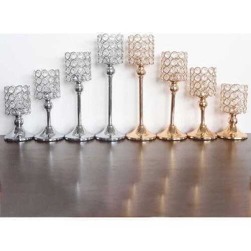 K9 Crystal Candle Lantern Gold Candle Holders Wedding Centerpieces Center Table Candlesticks Parties Home Decor