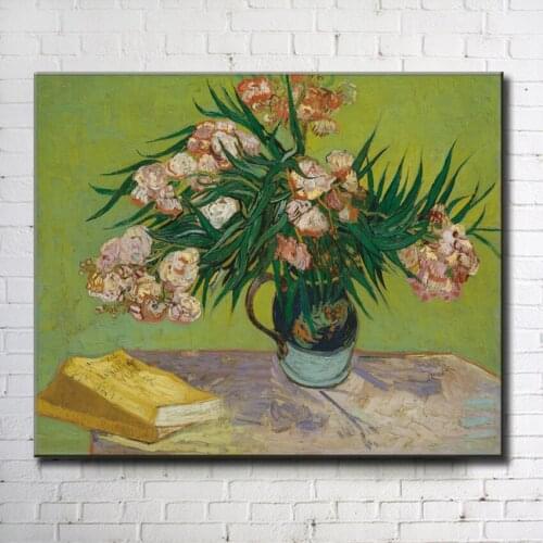 Impression Van flower on vase book scenery canvas printings oil painting printed on canvas wall art decoration picture no frame