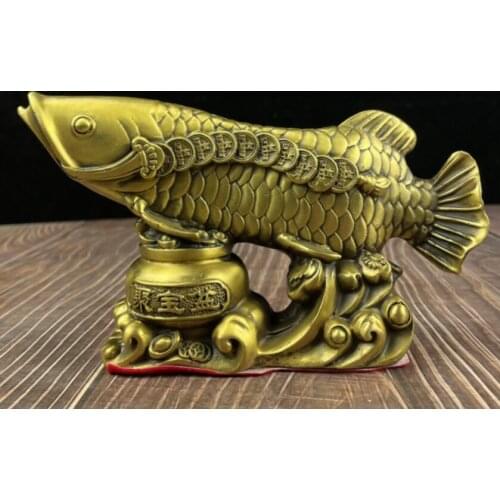 China brass treasure bowl fish wealth crafts statue
