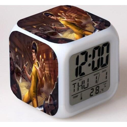 China Kung Fu Star anime Cartoon LED 7 Color Flash Digital Alarm Clocks Night Light Bedroom Desk Clock Alarm-Clock despertador