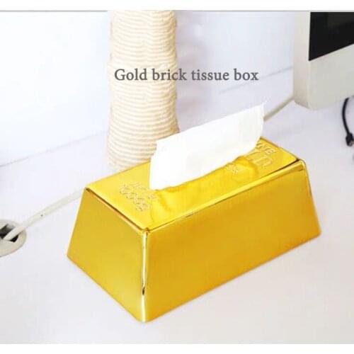 Creative Loading Force Local Tyrants Simulation Gold Bullion Gold brick Tissue Paper Luxury Pumping Paper Storage Tissue Box