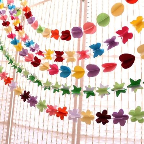 Creative 3m Colorful Heart Paper Banner Chic Party Wedding Decoration Handmade Children Room Wall Hangings Props Decoration