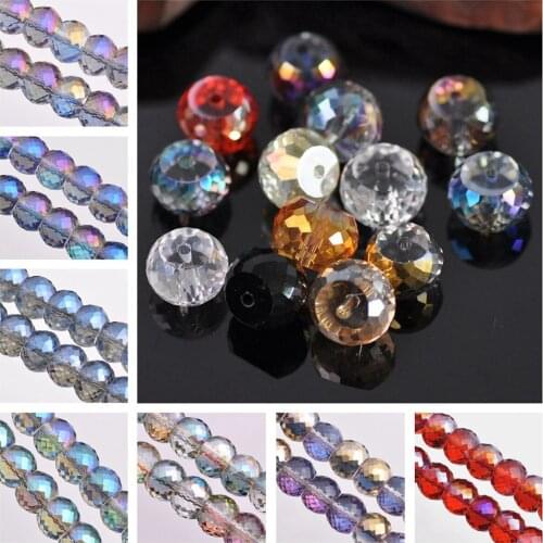 10Pcs 12mm Drum Round Faceted Crystal Glass Loose Spacer Beads For DIY Jewelry Making