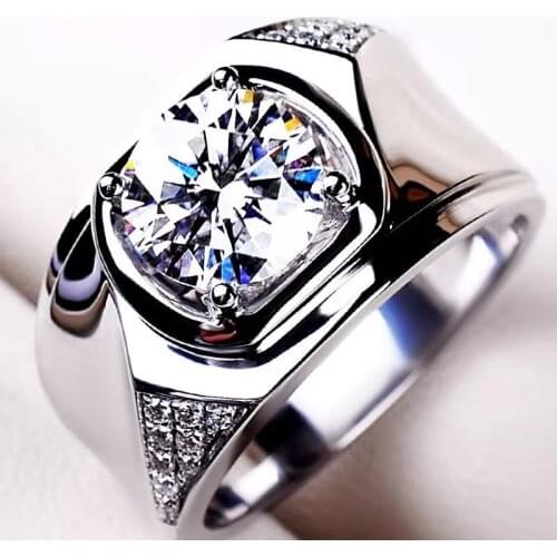 Sterling Silver 1 Carat Diamond Ring Personalized Atmospheric Business Wide Edition Mens Ring