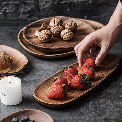 Natural Wooden Tableware Set Whole Wood lovesickness Solid Irregular Pan Plate Fruit Dishes Saucer Tea Tray Dessert Dinner Plate