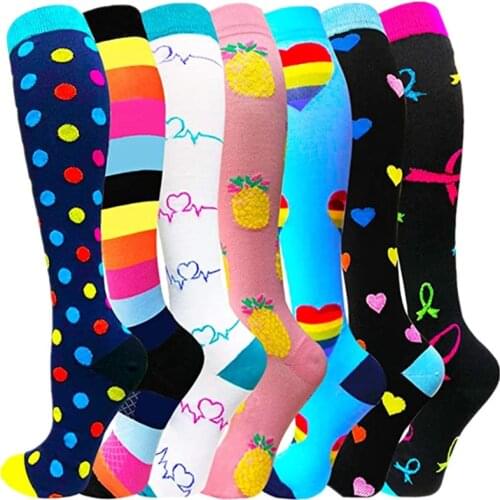 New Compression Socks 20-30 MmHg Men Women Knee High Sports Stockings Unisex Compression Socks Fit Running Hiking Flight Travel