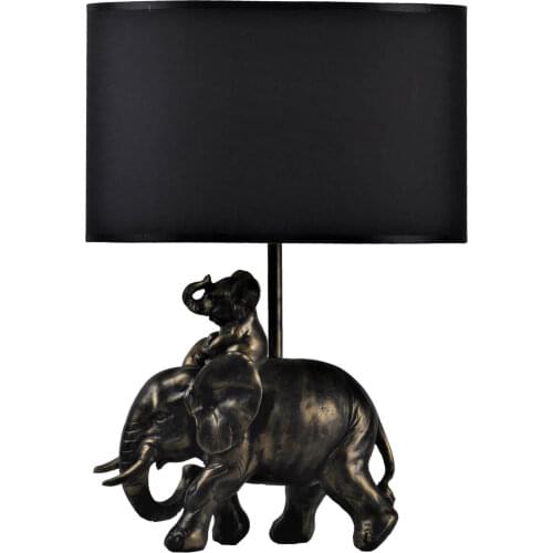Qdec New Season Gift Accessories Home Office Bedroom Study Table For Modern Designed Gold Black Color Elephant Sculpture Lampshade