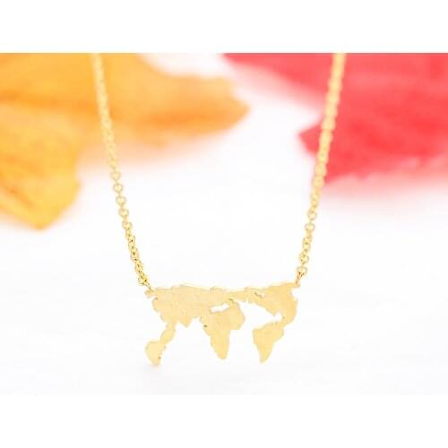 Wholesale 10pcs World Map Necklaces Inspirational Necklace Stainless Steel Gifts For her