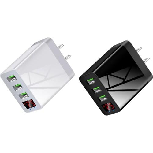 Portable 3 Ports USB Smart Charger Adapter Digital Display 5V 3.1A Quick Charging Charger US Plug for Android iOS Mobile Phone