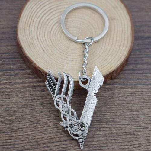 SanLan 20pcs Vikings Symbol keychain V Logo Symbol keyring Viking Norse