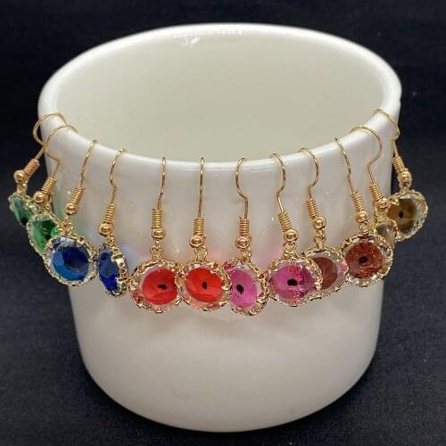 Crystal Glass Earrings Exquisite Fashion Ladies Color Round Demon Eyes Jewelry Earrings Fashion Jewelry Accessories Size 10mm