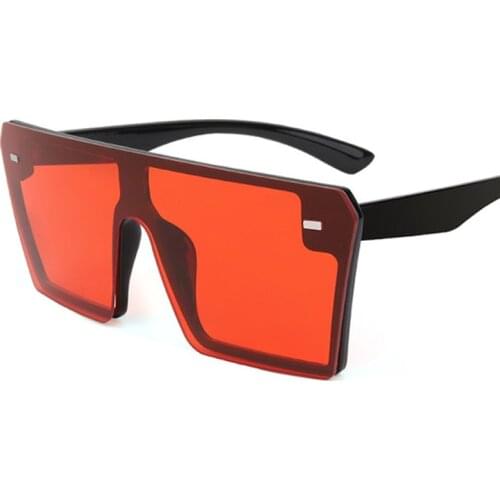 Oversized Square Sunglasses Women 2020 Luxury Brand Fashion Flat Top Red Black Clear Lens One Piece Men Gafas Shade Mirror UV400