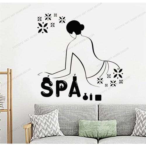 Spa Salon Vinyl Wall Decal Massage Room Relaxing Relax Woman Stickers Mural Woman Face Wall Art yw-659