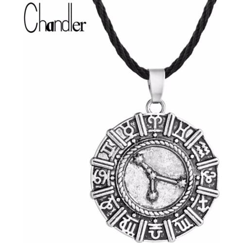Chandler Ancient Necklace Astrology 12 Constellation Zodiac Horoscope Collars Star Sign Zodiac Classic Viking Retro Jewelry