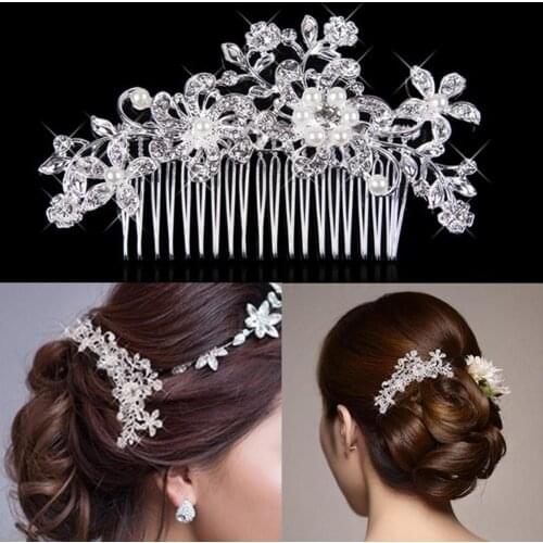 Wedding Hair Combs for Bride Crystal Rhinestones Pearls Inlaid Flower Hair Comb Hairpin Bridal Wedding Accessory Gift scrunchie