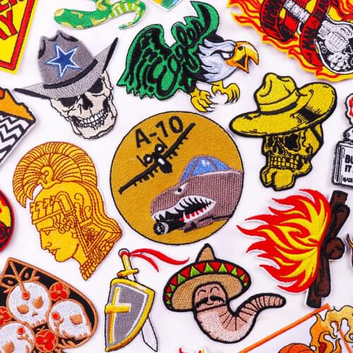 Iron On Patches DIY Punk Rock Style Patches For Clothing Stickers Skull Biker Embroidered Patches On Clothes Sew Accessories