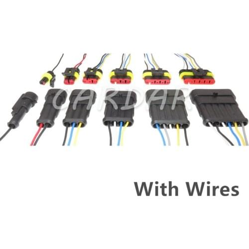 1 Set Superseal 1.5 Kit AMP Tyco 1/2/3/4/5/6 Pin Waterproof Electrical Wire Connector Waterproof With Wire Harness