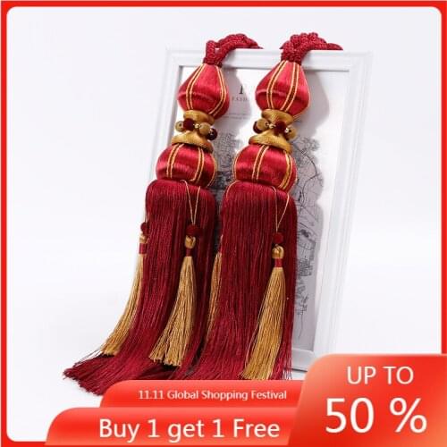 European-Style Curtain Tassel Curtain Accessories Accessories Double Ball Tassel Strap Rope Long Beard Tassel snow globe