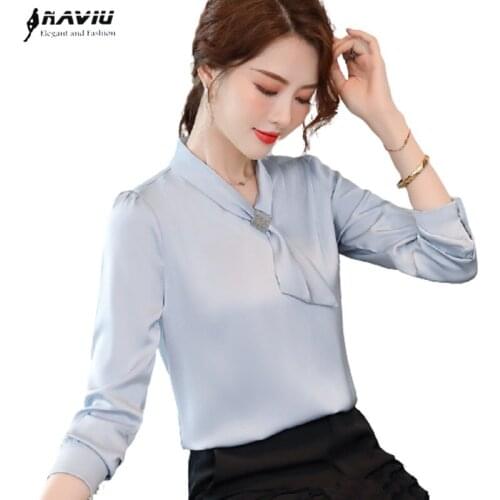 High End Shirt Women Tie Design 2021 Spring New Temperament Formal Fashion Chiffon Blouses Office Ladies Casual Loose Work Tops