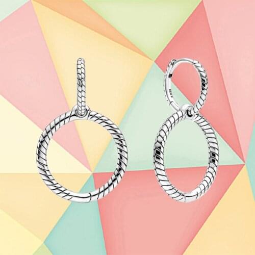 2021 Fall New Style 925 Sterling Silver Moments Pendant Double Circle Womens Earrings, Fashion Exquisite Jewelry