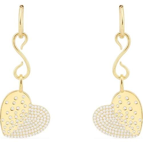 SLJELY High Quality Fahion Real 925 Sterling Silver Detachable Love Heart Drop Earrings Micro Zirconia Women Fine Brand Jewelry