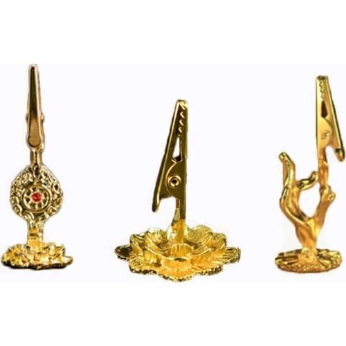 Golden Incense Clip Burner Holder High-Grade Buddha Hand Lotus Incense Clip Religious Gold-Plated Incense Clip