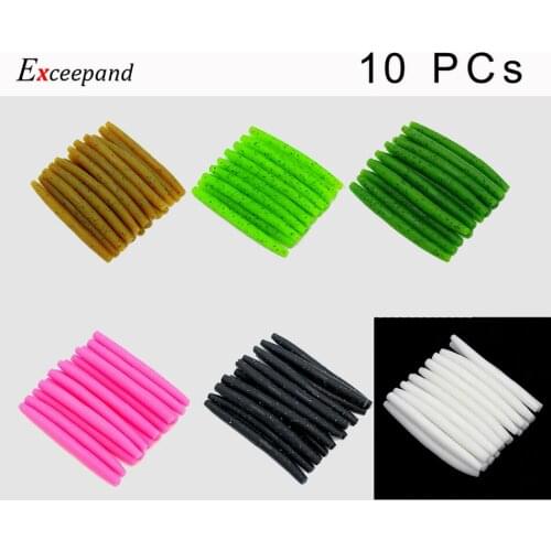 Exceepand 10 PCs 4" Soft Shad Rubber Worm/Maggots Fishing Lure Bionic Bait Assorted Senko Stick Bass Artificial Silicone Baits