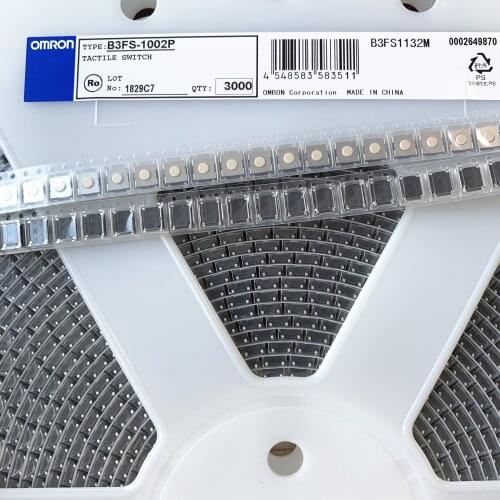 100PCS/lot New Original B3FS-1002P 6x6x3.1H Tactile Switches Push Button SMD 4P Tact Switch 6*6*3.1mm