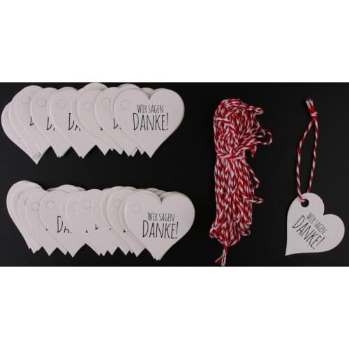 100pcs Wir Sagen Danke Heart Paper Gift Label Tags Christmas Tree Hanging Decoration