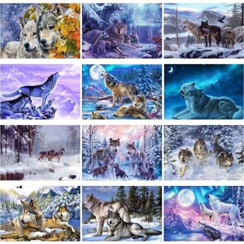 2020 New DIY Diamond Painting embroidery Kits Mosaic Wolf Art Rhinestones Picture Cross Stitch Wall decoration Painting 40x30cm