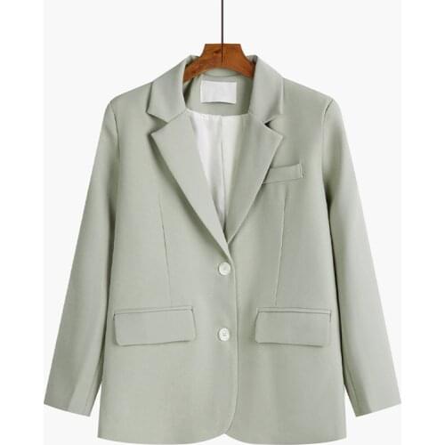 2021 womens black Blazer Single Breasted suit jacket Loose oversize coat solid color Casual blazer Spring Autumn