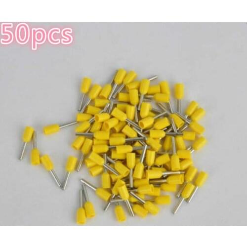 50pcs/bag E2512 Tubular Insulated Electrical Wire Terminal Connector Lug Cable Heat Shrink Splice Terminal Crimp Pin