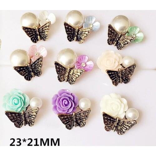 10pcs/lot fashion rhinestone Butterfly for Jewelry Making Brooch Bracelet Hair Clips Earring Accessories Handmade DIY Craft