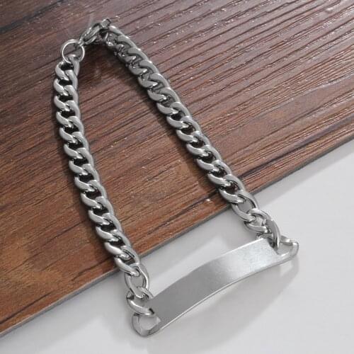 Free Engraving Stainless Steel ID Tag Medical Alert Emergency Bracelet Men Women Link Chain Wristband Bangles