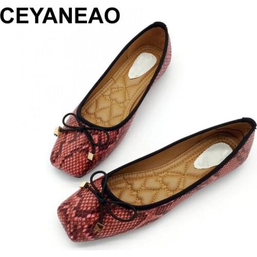CEYANEAO Autumn Brand Women Flats Shoes Slip On Woman Square Toe Single Shoes Lady Soft Driving Footwear Zapatos Mujer Plus Size