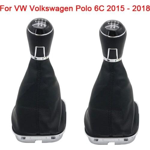 PU Leather Gear Shift Knob Lever Shifter Gaiter Boot Cover For VW Volkswagen Polo 6C 2015 2016 2017 2018 Car Styling Accessories
