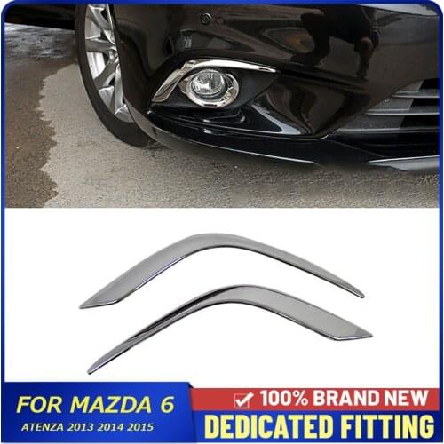 For Mazda 6 Atenza 2013 2014 2015 Front Foglight Eyebrow Strips Head Fog Lamp Cover Trims Stickers Auto Parts