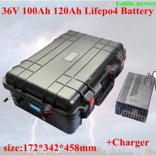 36V 100Ah 120Ah 130Ah 160Ah 180Ah liFepo4 battery with BMS for boat motor UPS solar system solar street light EV+10A charger